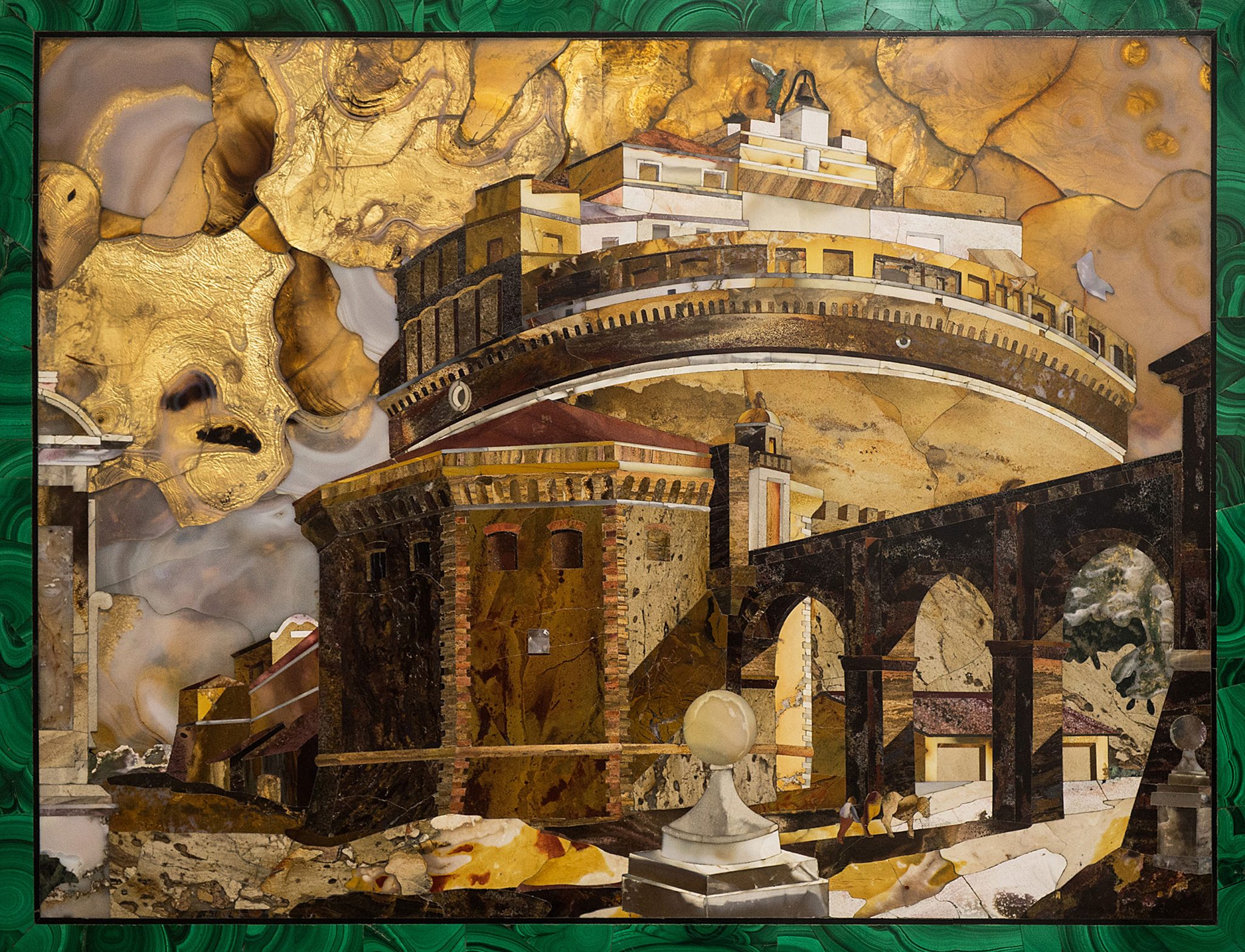 Pietra dura panel depicting Castel Sant’Angelo