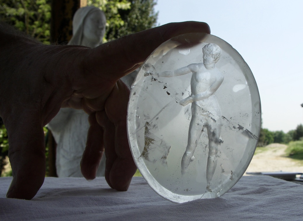 Relief carving in rock crystal